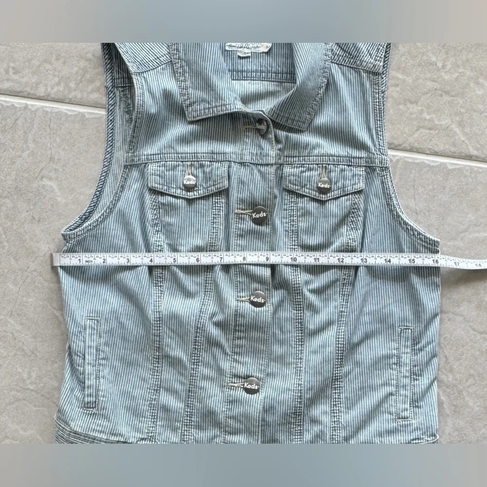 **NEW** - KEDS Light Blue Striped Denim Vest (Medium) - Picture 5 of 7